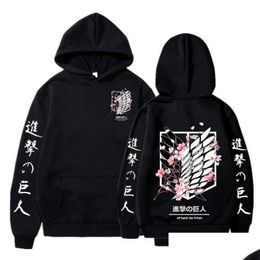 Men'S Hoodies Sweatshirts Mens Japanese Graphic Men Attack On Titan Print Plover Sweatshirt Harajuku Clothes Uni Male Drop Deliver Dhnxw