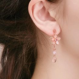 Dangle Earrings Non-Piercing SAKURA FLOWER Japanese Kawaii Cute Pink Cherry Blossom Women'S Jewellery Valentine Gift