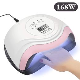 Nail Dryers 168W UV LED Lamp for Nails Portable Gel Polish Drying Lamp with 4 Gear Timer Professional Nail Dryer Manicure Equipment Tools 230403