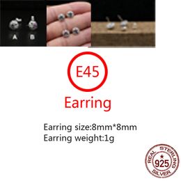 E45 S925 Pure Silver Ear Studs Personalized Fashion Cross Flower Inlaid Diamond Letter Punk Street Dance Style Earrings Jewelry Earrings as a Gift for Lovers