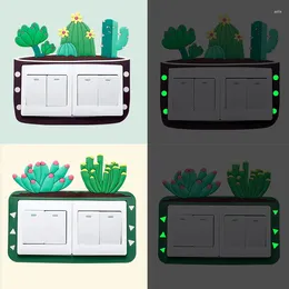 Wall Stickers Creative Luminous Light 3D Double Switch Paste PVC Green Multi Protective Cover Paster Home Decors