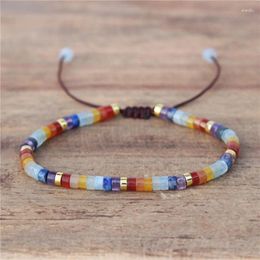 Strand Exclusive 7 Chakra Natural Stone 2x4mm Tile Beads Dainty Bracelet Stretch Tibetan Adjustable Boho Jewelry Wholesale
