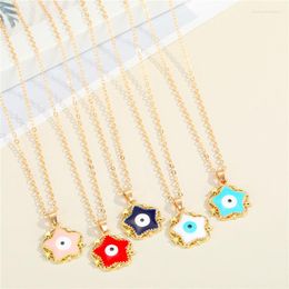 Pendant Necklaces 1Pcs Star Turkish Lucky Eye Necklace Jewellery Fashion Hollow Heart Evil Enamel Geometric Clavicle Chain