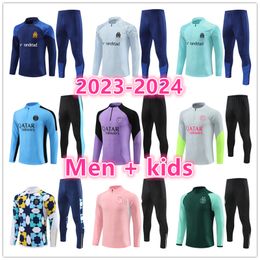 22023 2024 om Marseilles soccer tracksuit Men and kids 23 24 mbappe maillot foot Algerie football tracksuit training kit survetement foot chandal futbol