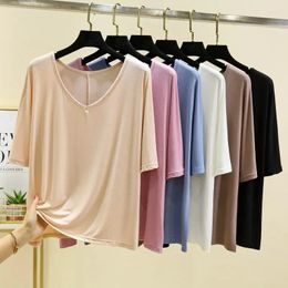 Women's Sleepwear Summer Korean Fashion Clothing Est Product Loose Women Modal T-shirt Thin V-neck Short Sleeve Undercoat Casual Home Tops