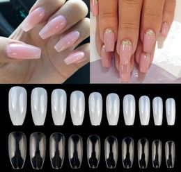 False Nails 500pcs Nail Art Tips Full French Ballerina Fake TransparentNatural Coffin Acrylic UV Gel Salon Design Manicure Tools6644566