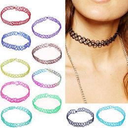 Choker Chokers 12pcs Hollow Fishline Necklaces For Women Teens Girls Stretchable Gothic Punk Charms Chocker Necklace Fashion Jewelry