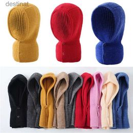 Scarves Design Balaclava Magic Knitted Hat Women Beanies Cap Pullover Solid Winter Warm Ring Scarf Neck Collar Lady Snood Bonnet MufflerL231104