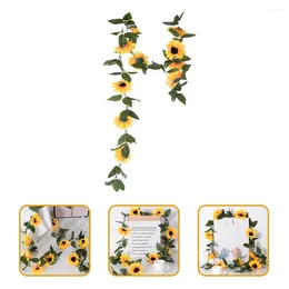 Decorative Flowers Silk Sunflowers Vine Artificial Sunflower Garland Hanging For Wedding Party Decoration Home