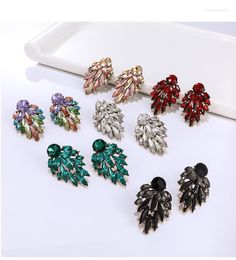 Stud Earrings Rhinestone Crystal Drop Big Statement Metal Exaggerated Design Chunky Studs For Women Jewellery