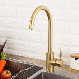 Kitchen Faucets Stainless Steel Faucet Brushed Washbasin Mixed Cold Water Switch Mixer Taps For Countertop Basin