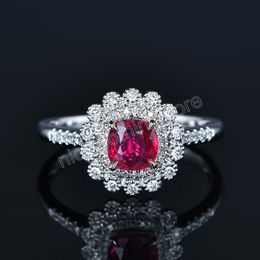 Luxury Red Crystal Cubic Zirconia Open Rings for Women Wedding Engagement Jewelry Bijoux Gifts