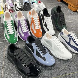 Mens America Cup Xl Leather Sneakers High Quality Patent Leather Flat Trainers Black Mesh Lace-up Casual Shoes Outdoor Runner Trainers Sport Shoes With Box NO53
