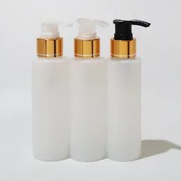 Storage Bottles 50pcs 100ml HDPE Empty Cosmetic Bottle With Gold Aluminium Lotion Pump Shampoo Dispenser Container Shower Gel Packaging