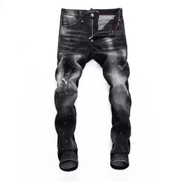 Mens Jeans PLEINXPLEIN Original design mens slim jeans black denim trousers Skulls Straight Elastic plein Stretch pants for men party 230404