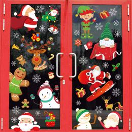 Christmas Decorations 9 Sheets Window Clings Large Removable Snowflake Santa Claus Reindeer Gnome Eif Decals For Holiday New Year Drop Amapd