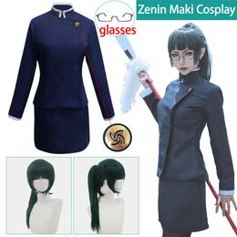 Cosplay Zenin Maki Glasses Jujutsu Kaisen Cosplay Costume Anime Uniform Wig Suit Halloween Dresses For Women