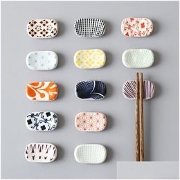 Chopsticks Japanese Chopstick Holder Rec Ceramic Rest Colorf Pillow Chopsticks Cute Flatware Stand M Dream B Zeg Drop Delivery Home Ga Dh3Gv