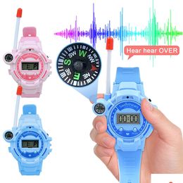 Toy Walkie Talkies Toy Walkie Talkies Charging Watch Mtifunction Usb Talkie Wireless 1Pair Children Walkie-Talkies Kid For Drop Delive Dhiv6