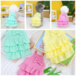 Dog Apparel Clothes Spring Summer Puppy Skirt Cute Bow Dresses For Teddy Small Dogs Fashionable Layered Skirts Pet Costume Accessories