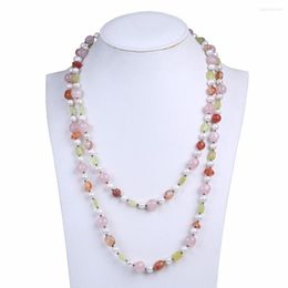 Chains Cute Freshwater Pearl Necklace With Pink Natural Gagte Bead 2 Layers Women Long As Girl Birthday Gifts