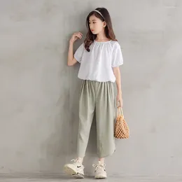 Clothing Sets Girls Kids Casual Two-Piece Set Fashion Summer 2023 Teen White T-shirt And Plaid Pants Korean 4-14T