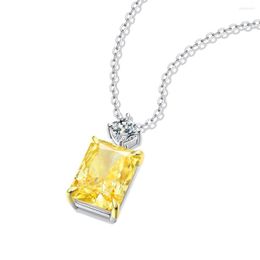 Chains Marlanie 925 Sterling Silver Yellow Diamond Pendant Necklace For Women Fine Jewellery Cut