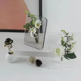 Vases Flower Holder Acrylic Po Frame Vase Transparent Ornamental Easy To Clean Desktop Plant Decor