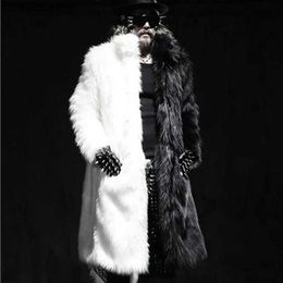 Men's Fur Faux Fur Winter new men's fur coat long fur coat casual warm jacket black and white colored windbreaker T231104