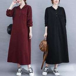 Casual Dresses Clothing Women's Autumn And Winter Loose Sweatshirt Dress Slimming Hooded Long Sleeve Bottoming M1101