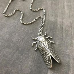 Pendant Necklaces 2023 Vintage Insect Cicada Necklace Creepy Unisex Men's Gift Halloween Jewelry Christmas