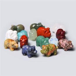 Beads Other 1pc Lucky Pig Aventurine Jades Stone Feng Shui Statue Figurine Office Ornament Chakra Healing Stones Fish Decor Gift