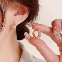 Stud Earrings 2023 Sight Crystal Square For Women Fashion Brand Jewellery Trendy Multilayer Geometric Gift