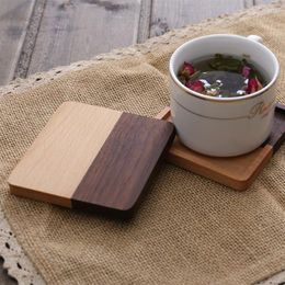 Table Mats Square Wooden Kitchen Round Pads Home Wood Coasters Tea Coffee Cup Placemats Decor