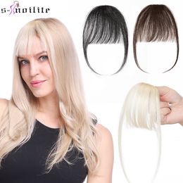 Bangs S-noilite 3g Air Bangs Human Natural Black Brown Thin Invisible Fake Hairpiece Clip In Fringe Human Hair For Women 230403