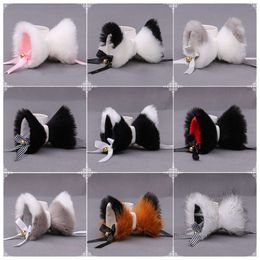 Catsuit Costumes Animal for Women Girl Accessories Hand-made Plush Cute Lolita Headpiece Cat Ears Fox Hair Clips Japanese