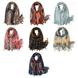 Scarves Bohemian Vintage Colorful Large Scarf Geometric Paisley Floral Print Beach Sunscreen Fringe Tassel Oversized Shawl Wrap