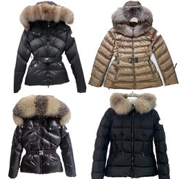 M home designer womens embroidered badge French brand puffer jacket fur collar winter keep warm jacket belted womens down jacket have hooded jacket have NFC size 1/2/3/4