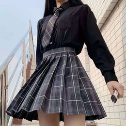 Skirts Plaid Women Pleated School Tennis Short Micro Black Mini Summer Winter High Waist White Pink Y2k 230404