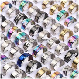 Band Rings Bk Fashion Mticolor Stainless Steel Band Rings For Women Men Mix Different Style Party Jewellery Gifts In Wholesale Drop Deli Dhewc