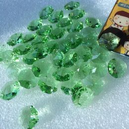 Chandelier Crystal Whole Sale Price 2000pcs/lot 14mm 2Holes Glass Octagon Beads Ligth Green Color Wedding Garland Strands Parts