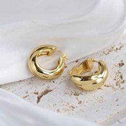 Hoop Earrings Men Neutral Cross Design Real Gold Plated