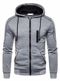 Men's Hoodies & Sweatshirts Zip Up Hoodie Colorblocked Casual Hooded For Men Light Grey