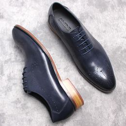 Dress Shoes Men's Formal Leather British Pointed Toe Derby Brock For Male