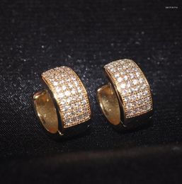 Hoop Earrings Exquisite Shiny Glowing Square Zircon Men Women Hip Hop Rock Exaggerated Copper Jewellery