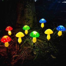 Novelty Lighting Led Outdoor Solar Lights Mushroom Shape Luminous String Lamp For Lawn Garden Patio Street Decoration Outdoor Lighting jardim P230403