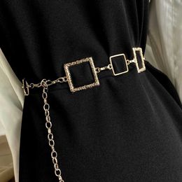 Belts Trendy Elegant Metal Waist Chain Belt Square Girdle Waist Strap Women Dress Suits Decorative Waistband Belt Chain Hanging Chain Z0404