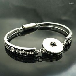 Bangle SG0214 Fashion Crystal Pattern Snap Bracelet Magnet Buckle Fit 18MM Buttons Jewelry Wholesale