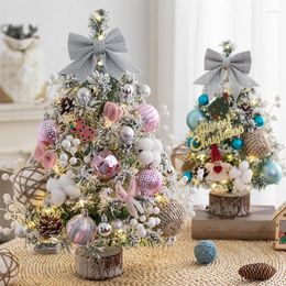 Christmas Decorations 45CM Mini Tree Desktop With LED Lights Xmas Year 2024 Ornaments Home Office Party Decors Festival Gift