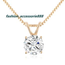 Minimalistic Fine Jewellery 14k Yellow Gold GRA Certified 8mm 2ct Solitaire D VVS Moissanite Diamond Pendant Box Chain Necklace